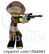 Poster, Art Print Of Yellow Detective Man Shooting Sniper Rifle