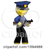 Poster, Art Print Of Yellow Police Man Tommy Gun Gangster Shooting Pose