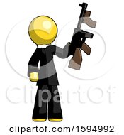 Poster, Art Print Of Yellow Clergy Man Holding Tommygun