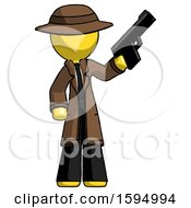 Poster, Art Print Of Yellow Detective Man Holding Handgun