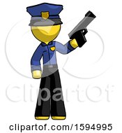Poster, Art Print Of Yellow Police Man Holding Handgun