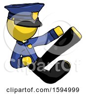Poster, Art Print Of Yellow Police Man Flying Ninja Kick Right