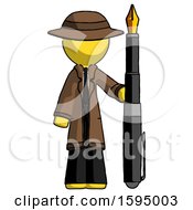 Yellow Detective Man Holding Giant Calligraphy Pen