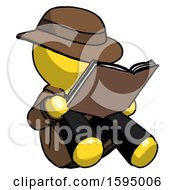 Yellow Detective Man Reading Book While Sitting Down