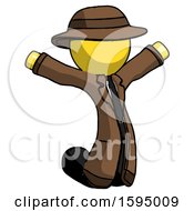 Poster, Art Print Of Yellow Detective Man Jumping Or Kneeling With Gladness