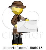 Poster, Art Print Of Yellow Detective Man Presenting Large Envelope