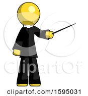 Poster, Art Print Of Yellow Clergy Man Teacher Or Conductor With Stick Or Baton Directing