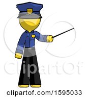 Poster, Art Print Of Yellow Police Man Teacher Or Conductor With Stick Or Baton Directing
