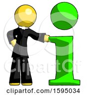 Poster, Art Print Of Yellow Clergy Man With Info Symbol Leaning Up Against It