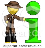 Poster, Art Print Of Yellow Detective Man With Info Symbol Leaning Up Against It