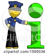 Poster, Art Print Of Yellow Police Man With Info Symbol Leaning Up Against It