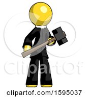 Poster, Art Print Of Yellow Clergy Man With Sledgehammer Standing Ready To Work Or Defend