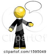 Poster, Art Print Of Yellow Clergy Man With Word Bubble Talking Chat Icon
