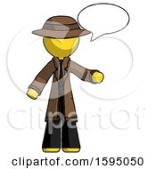 Poster, Art Print Of Yellow Detective Man With Word Bubble Talking Chat Icon