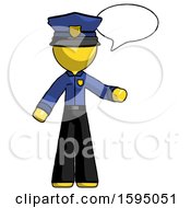 Poster, Art Print Of Yellow Police Man With Word Bubble Talking Chat Icon