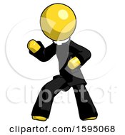 Poster, Art Print Of Yellow Clergy Man Martial Arts Defense Pose Left