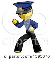 Poster, Art Print Of Yellow Police Man Martial Arts Defense Pose Left