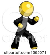 Poster, Art Print Of Yellow Clergy Man Martial Arts Defense Pose Right