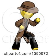 Yellow Detective Man Martial Arts Defense Pose Right