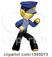 Poster, Art Print Of Yellow Police Man Martial Arts Defense Pose Right