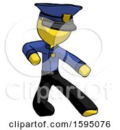 Yellow Police Man Karate Defense Pose Right