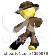Yellow Detective Man Karate Defense Pose Left