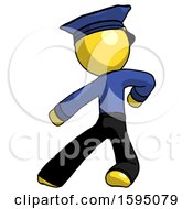 Yellow Police Man Karate Defense Pose Left