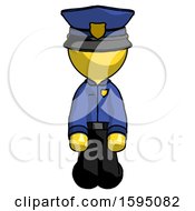 Poster, Art Print Of Yellow Police Man Kneeling Front Pose