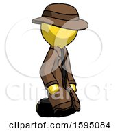 Poster, Art Print Of Yellow Detective Man Kneeling Angle View Right