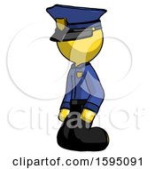 Poster, Art Print Of Yellow Police Man Kneeling Angle View Left