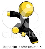 Poster, Art Print Of Yellow Clergy Man Action Hero Jump Pose