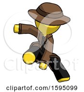 Yellow Detective Man Action Hero Jump Pose