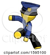 Yellow Police Man Action Hero Jump Pose