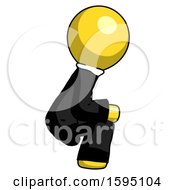 Poster, Art Print Of Yellow Clergy Man Squatting Facing Right