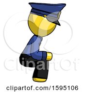 Poster, Art Print Of Yellow Police Man Squatting Facing Right