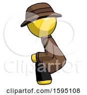 Poster, Art Print Of Yellow Detective Man Squatting Facing Left