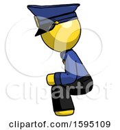 Poster, Art Print Of Yellow Police Man Squatting Facing Left