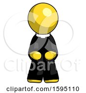 Poster, Art Print Of Yellow Clergy Man Squatting Facing Front