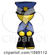 Poster, Art Print Of Yellow Police Man Squatting Facing Front