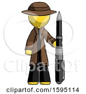 Poster, Art Print Of Yellow Detective Man Holding Large Pen