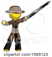 Poster, Art Print Of Yellow Detective Man Demonstrating That Indeed The Pen Is Mightier
