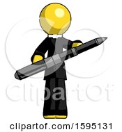 Poster, Art Print Of Yellow Clergy Man Posing Confidently With Giant Pen
