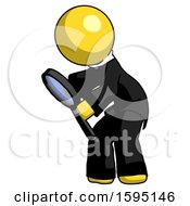 Poster, Art Print Of Yellow Clergy Man Inspecting With Large Magnifying Glass Left