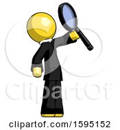 Poster, Art Print Of Yellow Clergy Man Inspecting With Large Magnifying Glass Facing Up