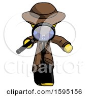 Poster, Art Print Of Yellow Detective Man Looking Down Through Magnifying Glass