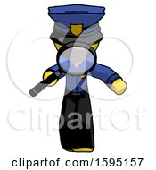 Poster, Art Print Of Yellow Police Man Looking Down Through Magnifying Glass