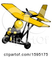 Poster, Art Print Of Yellow Clergy Man In Ultralight Aircraft Top Side View