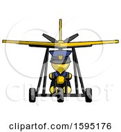 Yellow Police Man In Ultralight Aircraft Front View