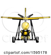 Poster, Art Print Of Yellow Clergy Man In Ultralight Aircraft Front View