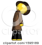 Poster, Art Print Of Yellow Detective Man Depressed With Head Down Back To Viewer Right